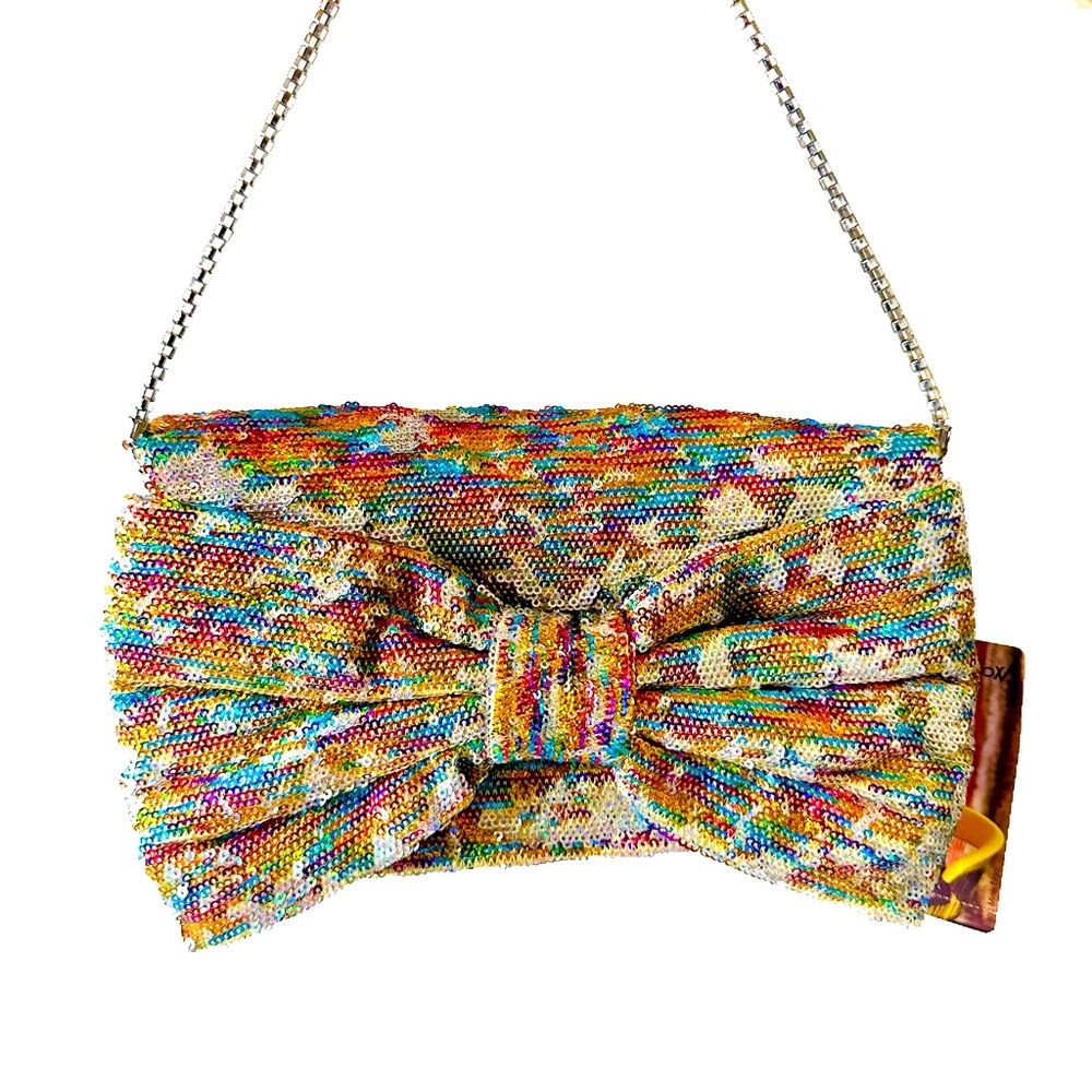 Betsey Johnson Reversible Rainbow & Silver Sequin Evening bag